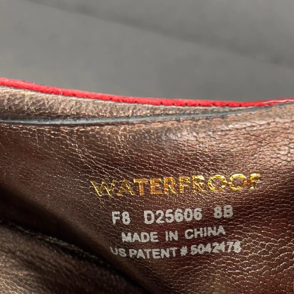 Cole Haan Women Boot Air Luna Size8 B Red Patent Leather Waterproof Rain Shoes.‎